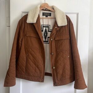 Pendleton camel jacket with shearling collar.